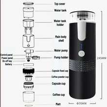  Wireless Portable Coffee Machine Rechargeable Extraction Coffee Maker Car Coffee Maker For Ground Coffee K Cup Capsule Espresso 