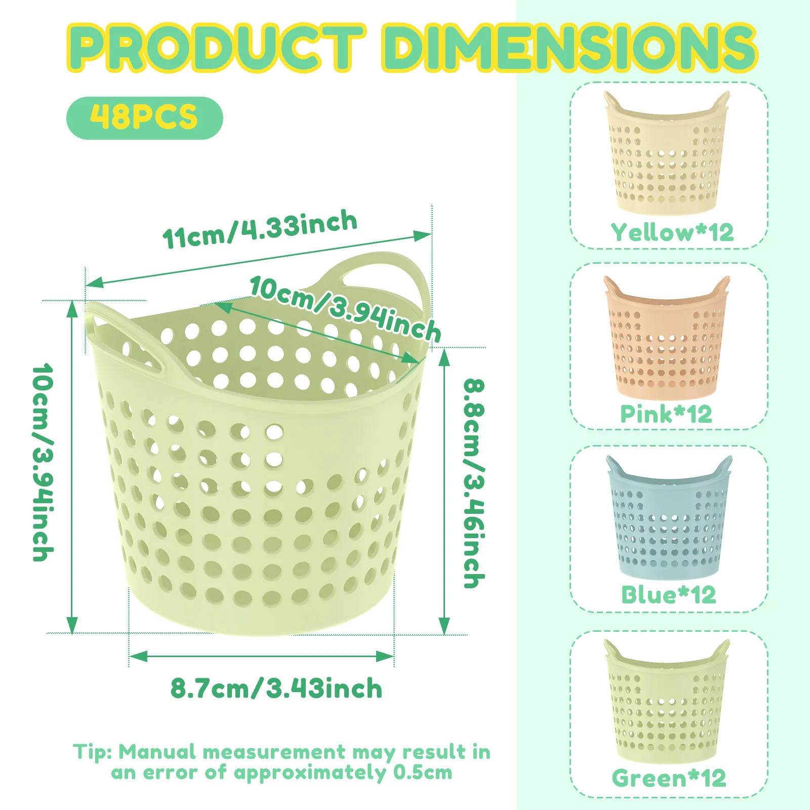 48Pcs Pen Holder Desk Storage Basket PP Desktop Pencil Holder Mesh Pen Cup Office Desk Organizer Storage Cup Mini Storage Basket