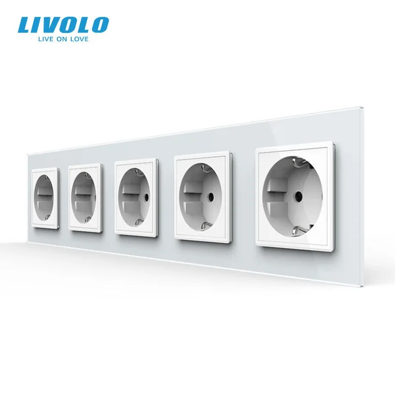 Livolo EU 표준 전원 소켓, 크리스탈 유리 콘센트 패널, 플러그가 없는 다..