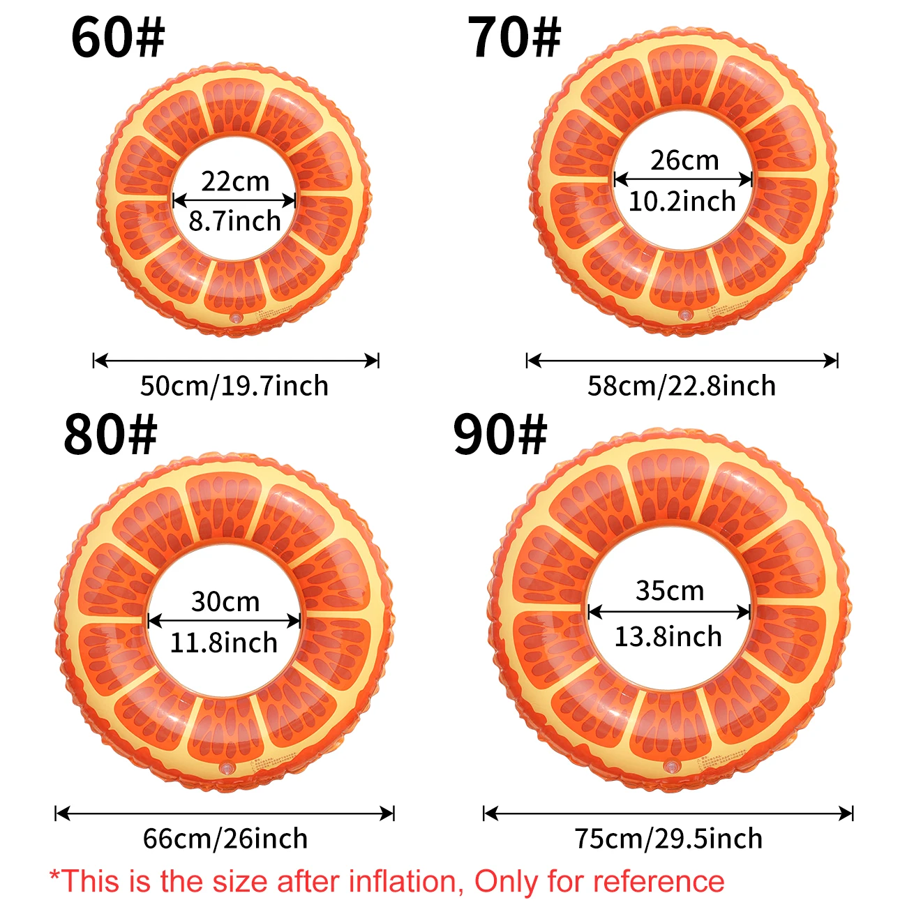 Swimming Toys 1PC Thick Orange Shaped Pool Float Simple Floating Ring Adults Summer Beach Parties