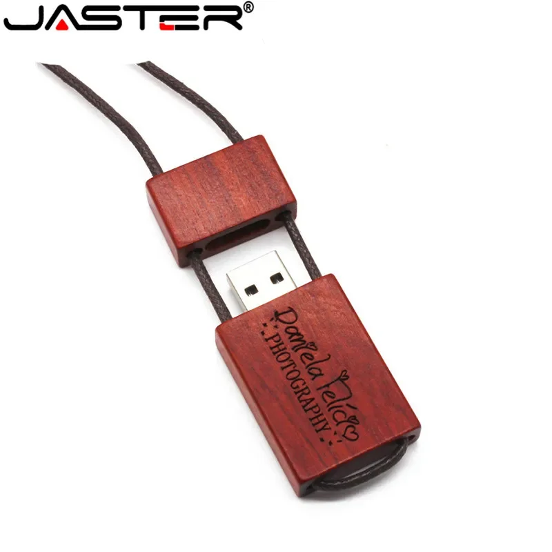 JASTER 매는 밧줄 나무 USB 플래시 드라이브 레드 우드 Pendrive 4GB 8GB 16GB 32GB 64GB 대나무 메모리 스틱 로고 조각 결혼 선물