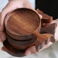 1/4Pcs Japanese Vintage Wooden Fish Trays Dish Solid Wood Sauce Acacia Hand-painted Tableware Dipping Household Commercial 1