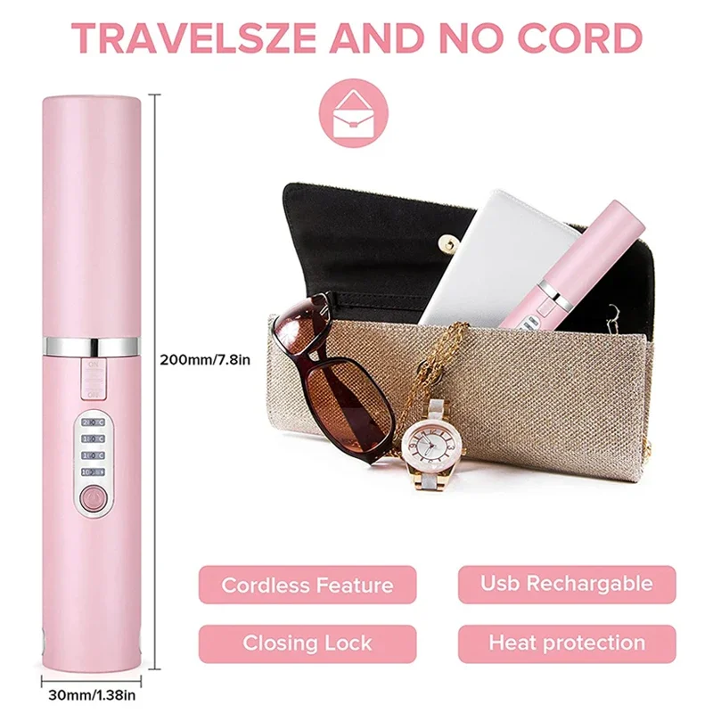 2-IN-1 Cordless Electric Heating Hair Straightener Rechargeable Travel Double Use Straight Hair Straightener And Curling Iron