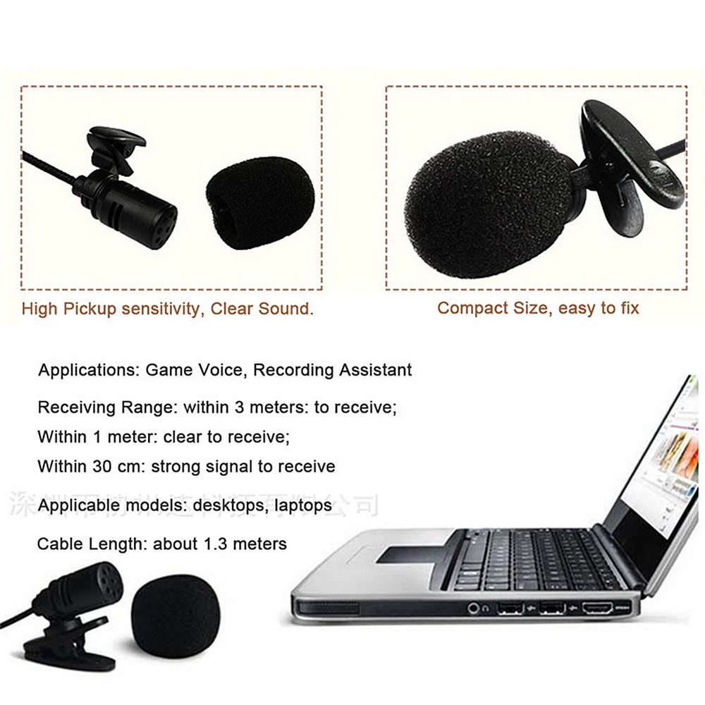 Portable 3.5mm Mini Lavalier Microphone HandsFree Condenser Clip-on Mic 1.2M For Phone Laptop Lound Speaker for Lecture Teaching wireless microphone