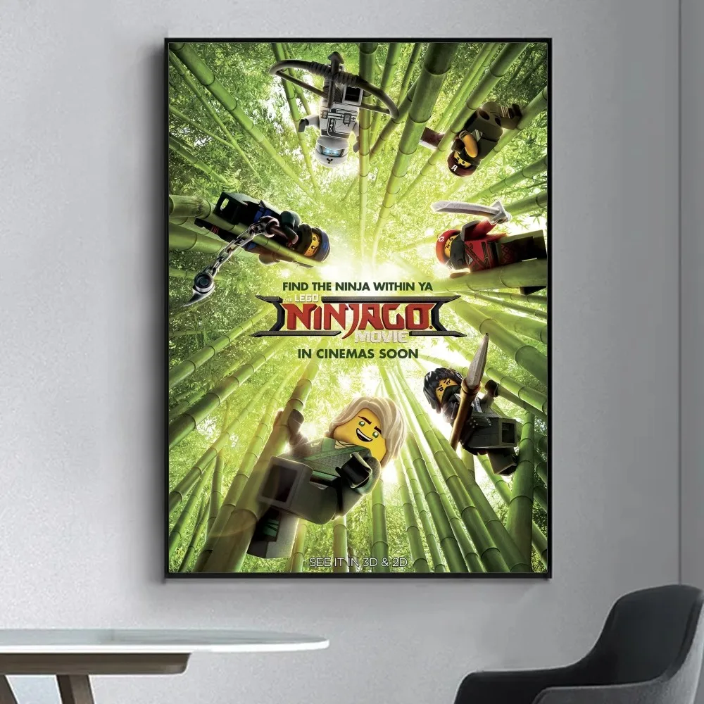 L-LEGOs Cartoon N-Ninjago Poster Fancy Poster Wall Sticker for Living Room Bar Vintage Decorative Painting Middle