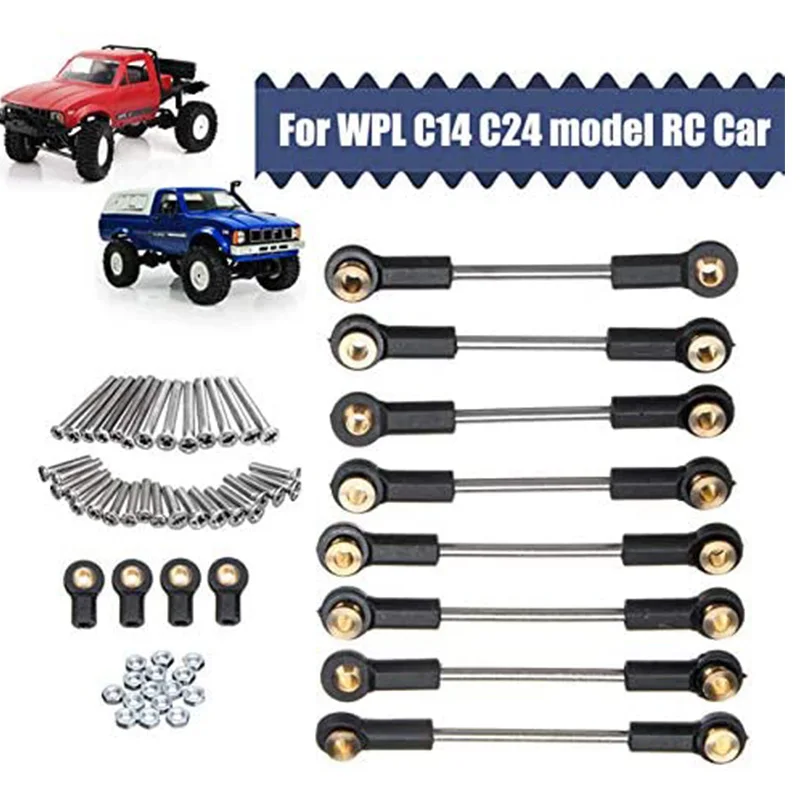 Metal Bracket Kit For WPL RC Car Upgrade - Red CNC Metal Beam Center Fixed Parts For B1, C24, D90 Models - View #3
