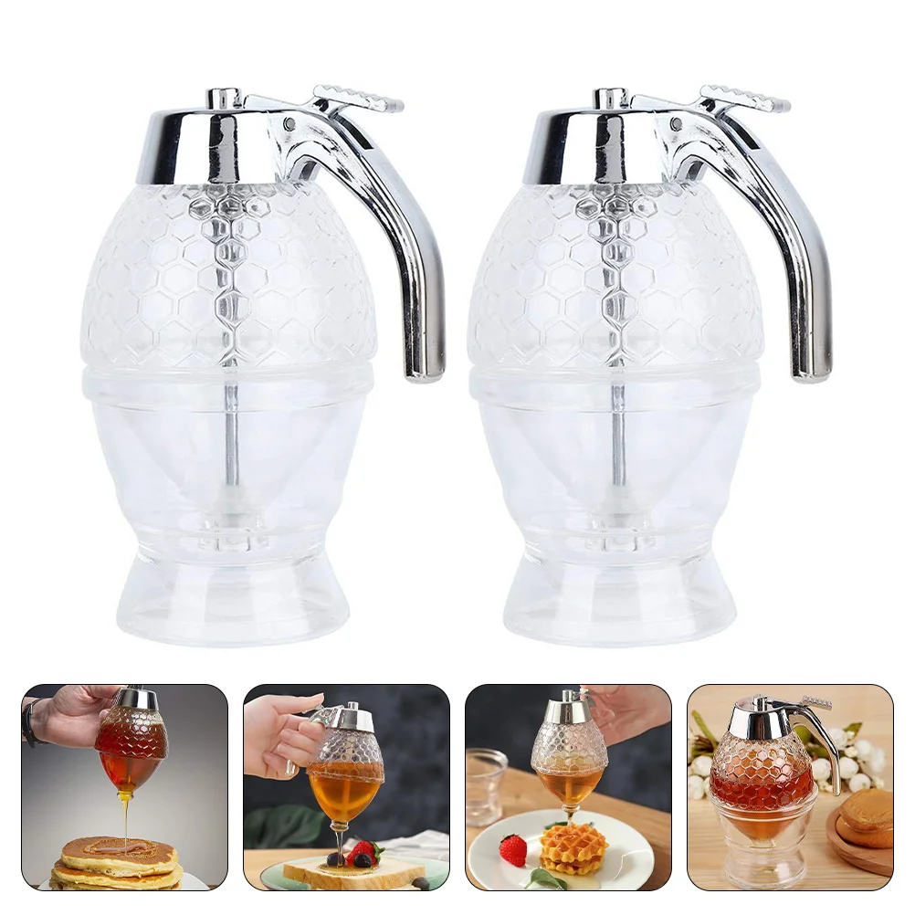

Honey Dispenser Plastic Syrup Pot with Dipper Jar Juice Kitchen Supplies Storage