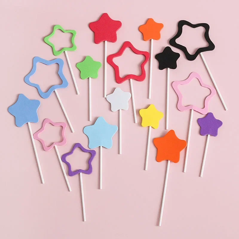 

5 Set Chroma Star Cake Topper Hollow Out Wedding Cake Decorating Supplies Kids Baby Shower Birthday Party Toppers Cupcakes Pink