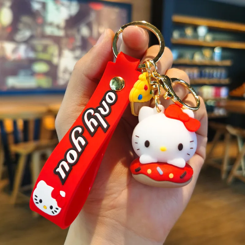 Anime Sanrio Hello Kitty Doll Keychain Black Rice My Melody Pochacco Action Doll Model PVC Keychain Cinnamon Doll Birthday Gift 2