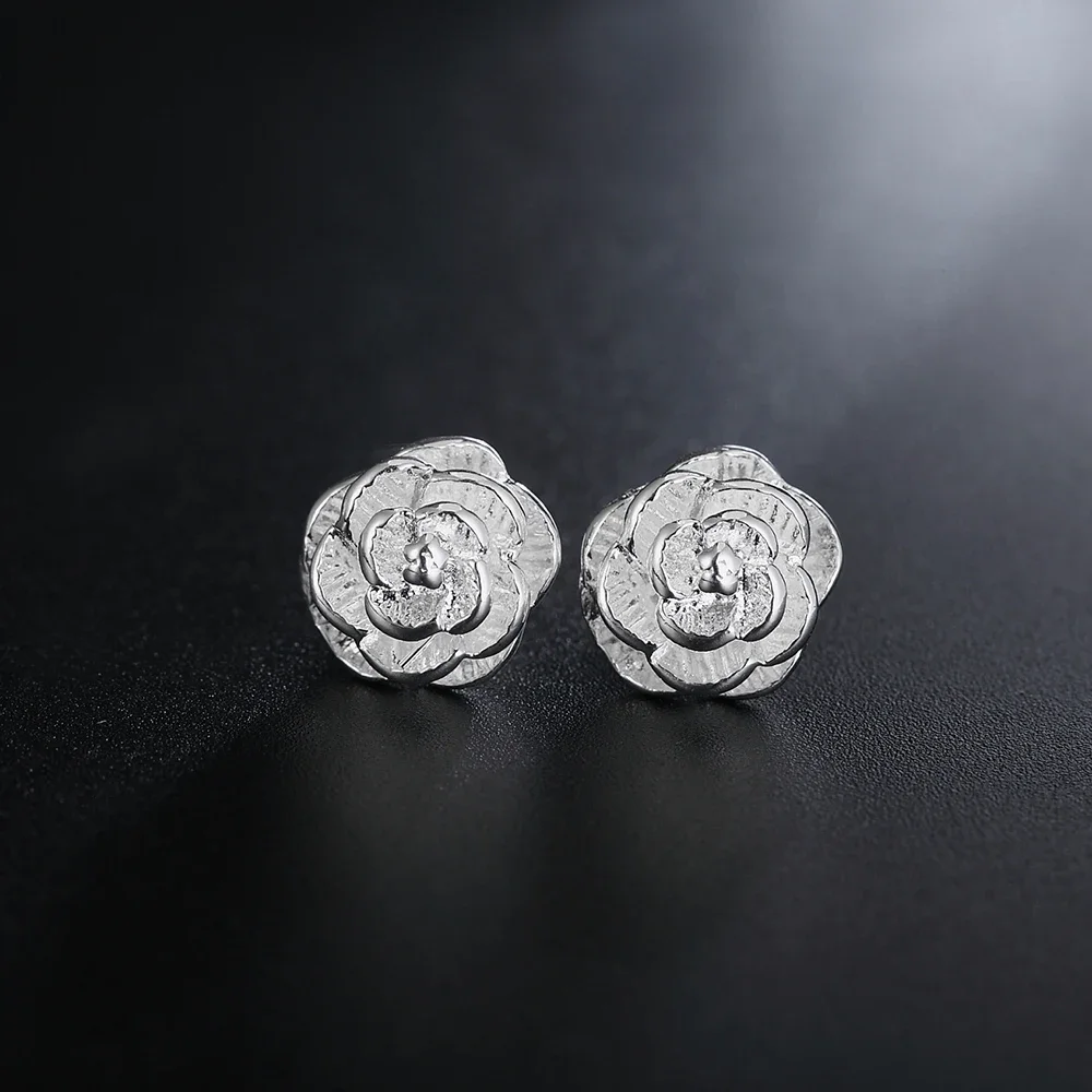 

Fine Flower Bud 925 Sterling Silver Earring Stud for Women Fashion Birthday Gifts Classic Party Wedding Jewelry