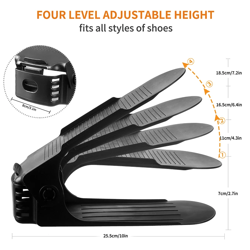 Shoe Organizer 12 Pack 4 Levels Adjustable Rack Shoe Storage Space Savers 50%