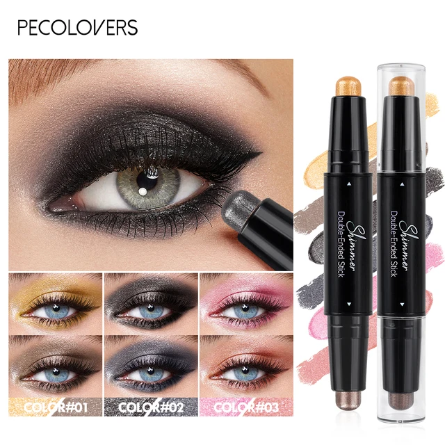Shimmer Brown Double Head Eyeshadow Stick Colorful High Waterproof Cream Eyes Shadow Pencil Long Lasting Makeup Cosmetic