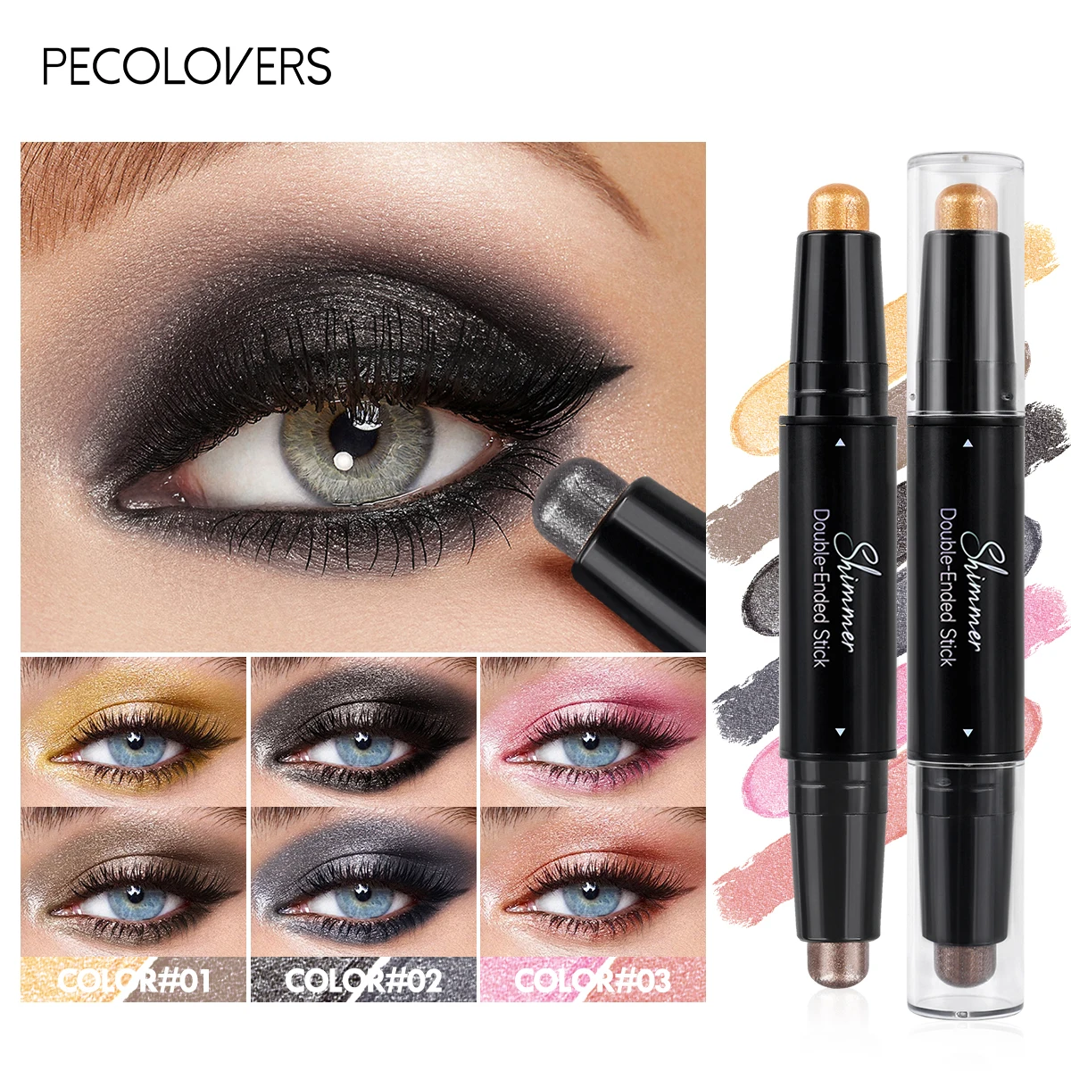 Shimmer Brown Double Head Eyeshadow Stick Colorful High Waterproof Cream Eyes Shadow Pencil Long Lasting Makeup Cosmetic 3 Shimmer Brown Double Head Eyeshadow Stick Colorful High Waterproof Cream Eyes Shadow Pencil Long Lasting Makeup Cosmetic 3
