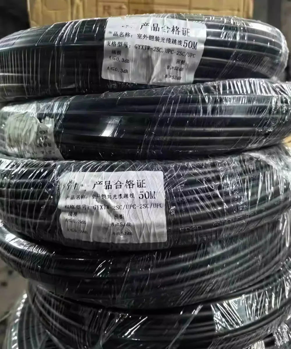 Outdoor SC UPC Armored Optical Cable,Single Mode, 2C,4C,6-core,8-core,12-core,GYXTW,Outdoor,Hard,Not Soft Fiber Optic Cable,250m