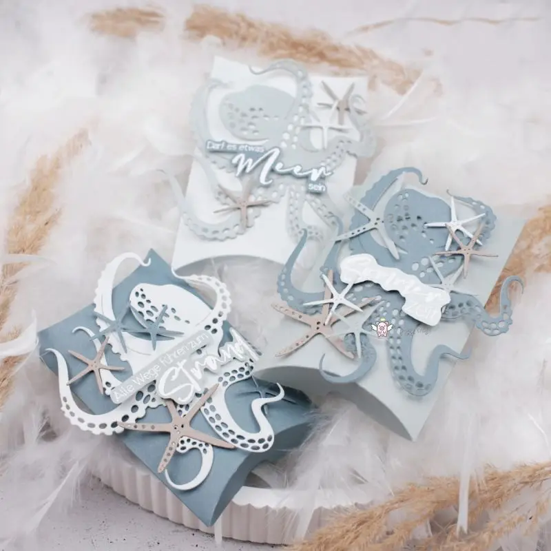 돼지 공예 금속 절단 다이 컷 다이 몰드 문어 장식, 스크랩북 종이 공예 나이프 몰드 블레이드 펀치 스텐실 다이