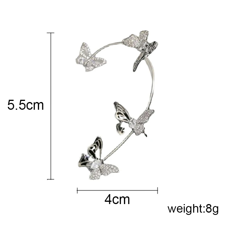 Design Hollow Butterfly Earrings Fashion Exquisite Single Ear Hook Women Girls Metal Rhinestones Ear Cuff Crystal Jewelry Gift Hoop Earrings Stud Earrings Ear Clip Earrings Clip Earrings Ear Clip Ear Accessories Magnetic Earrings