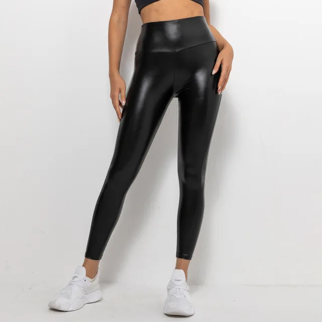 Pu Leather High Waist Leggings  Black Leather Leggings Fashion