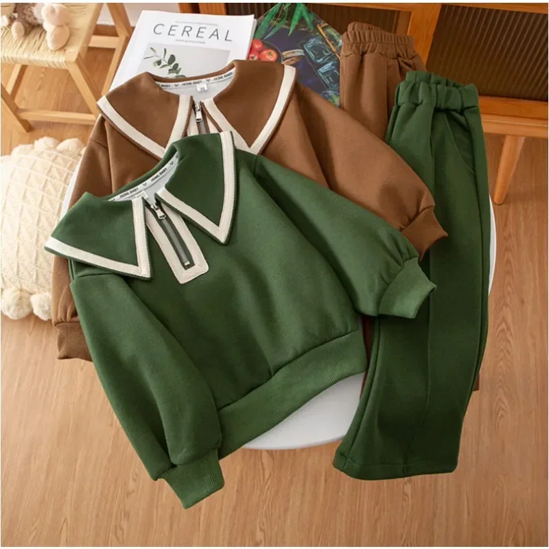 Children's Clothing Sets kids clothing set girls clothing set Lapel Long Sleeve Top + Wide Leg Pants 2 Pcs Sets Kids Boutique Clothes for Girls 3 To 7 Years