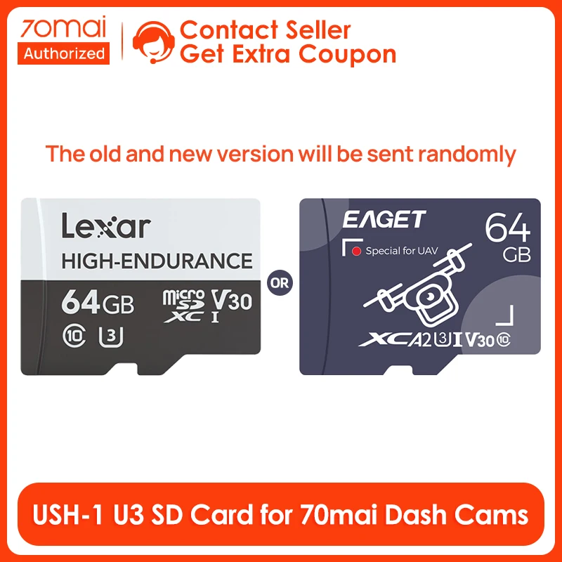 Best Suitable HIGH-ENDURANCE Micro SD Card USH-3 Max 100MB/S Read TF Card for 70mai 4K Dash Cam A800/A800S/A810