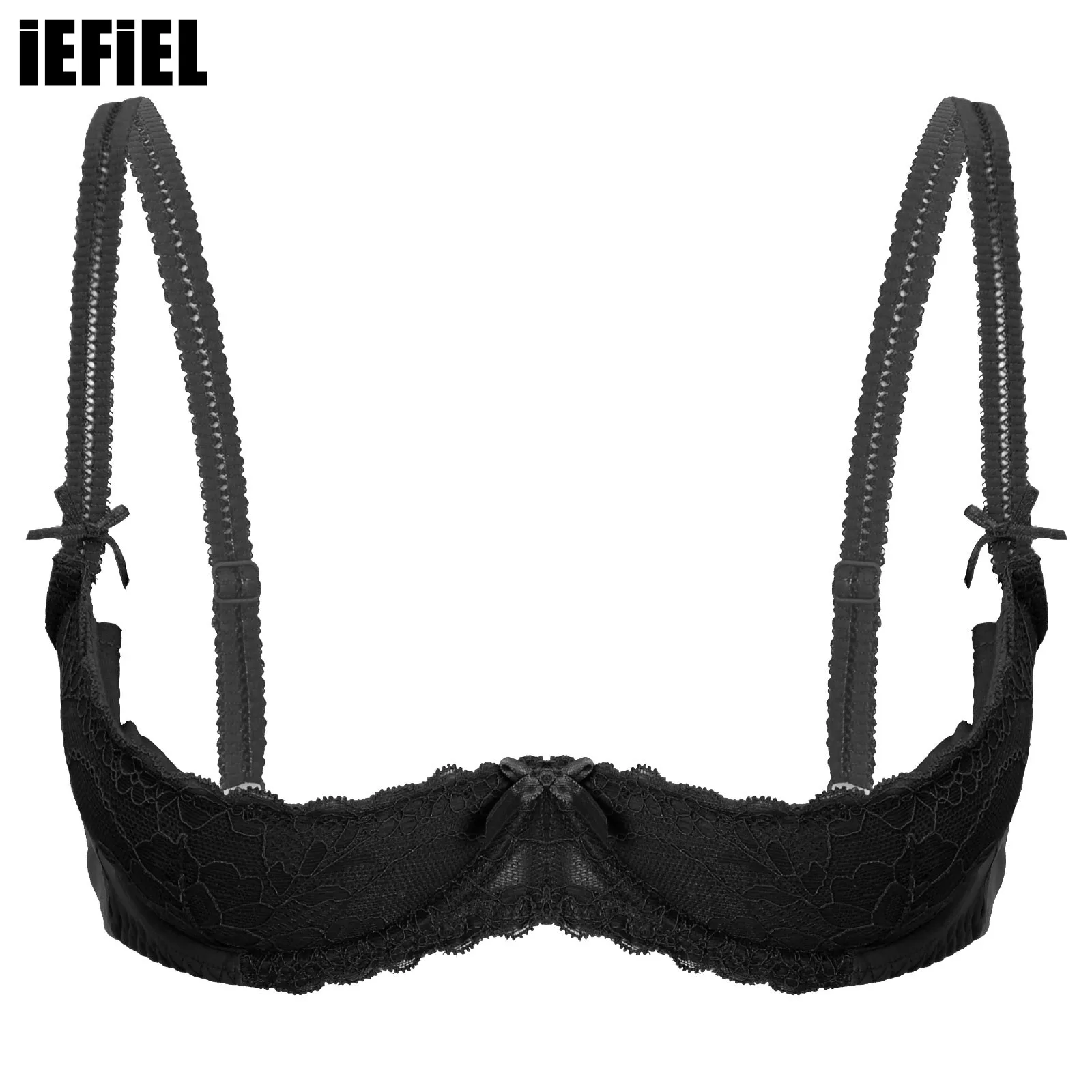 

Womens 1/2 Cup Push Up Underwire Lace Bra Lingerie Adjustable Strap Sponge Padded Brassiere Underwear
