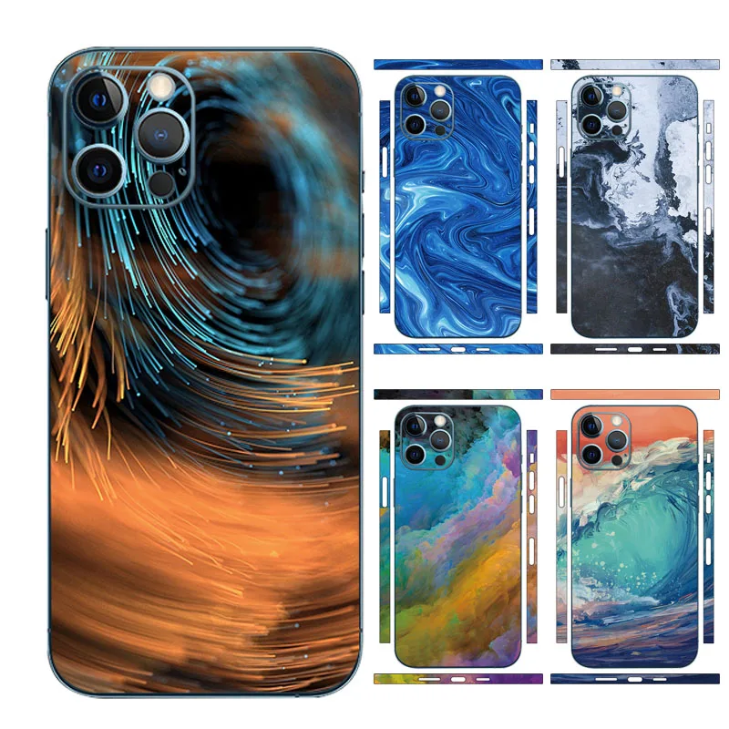 

Hot! Dazzling Decal Wrap Skin Film For iPhone 13 14 15 12 11 Pro Max 14Pro 12Promax Back Screen Protector Cover Stickers
