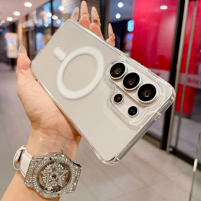 2026 New Magnetic Clear Phone Case For Samsung Galaxy S26 S25 S24 S23 S22 S21 Plus Ultra FE for Magsafe Transparent Cover Funda 2