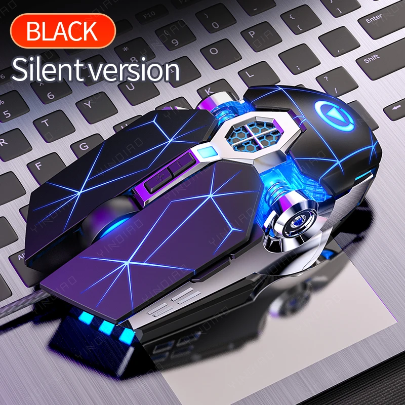 Mouse da gioco ergonomico cablato Mouse muto RGB retroilluminato a LED 3200 dpi 6 pulsanti USB meccanico Mause per PC portatile Computer Gamer