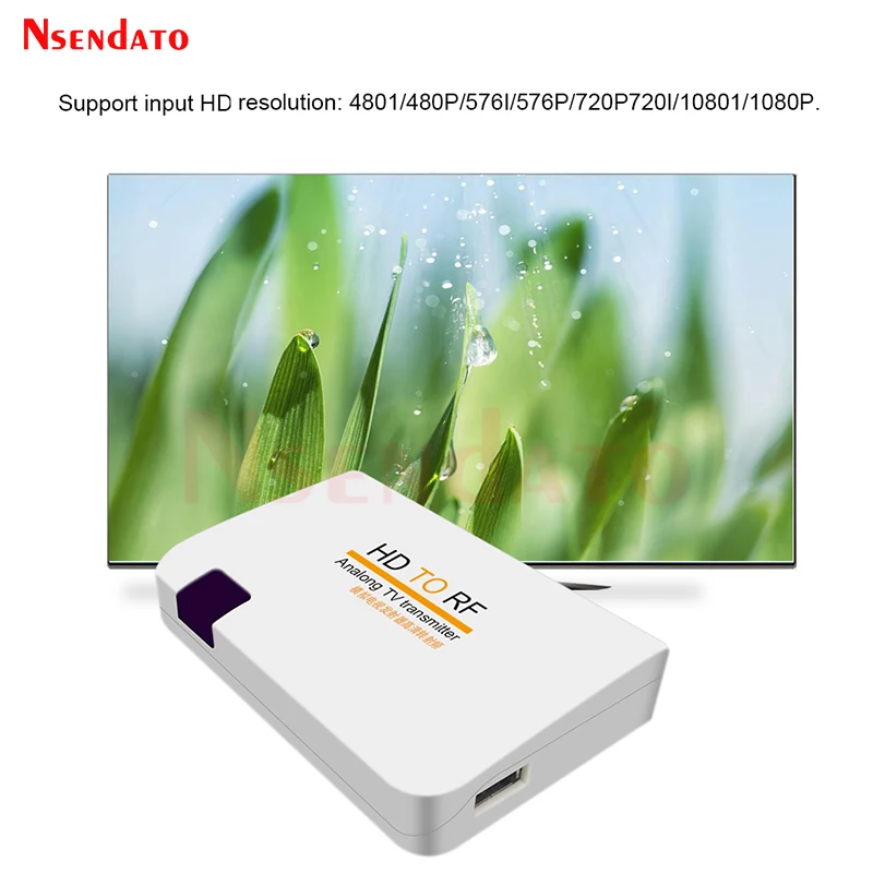 HDMI-Compatible to RF Modulator Converter Analog Signal TV Transmitter Box with Remote Control For TV Monitor Projector