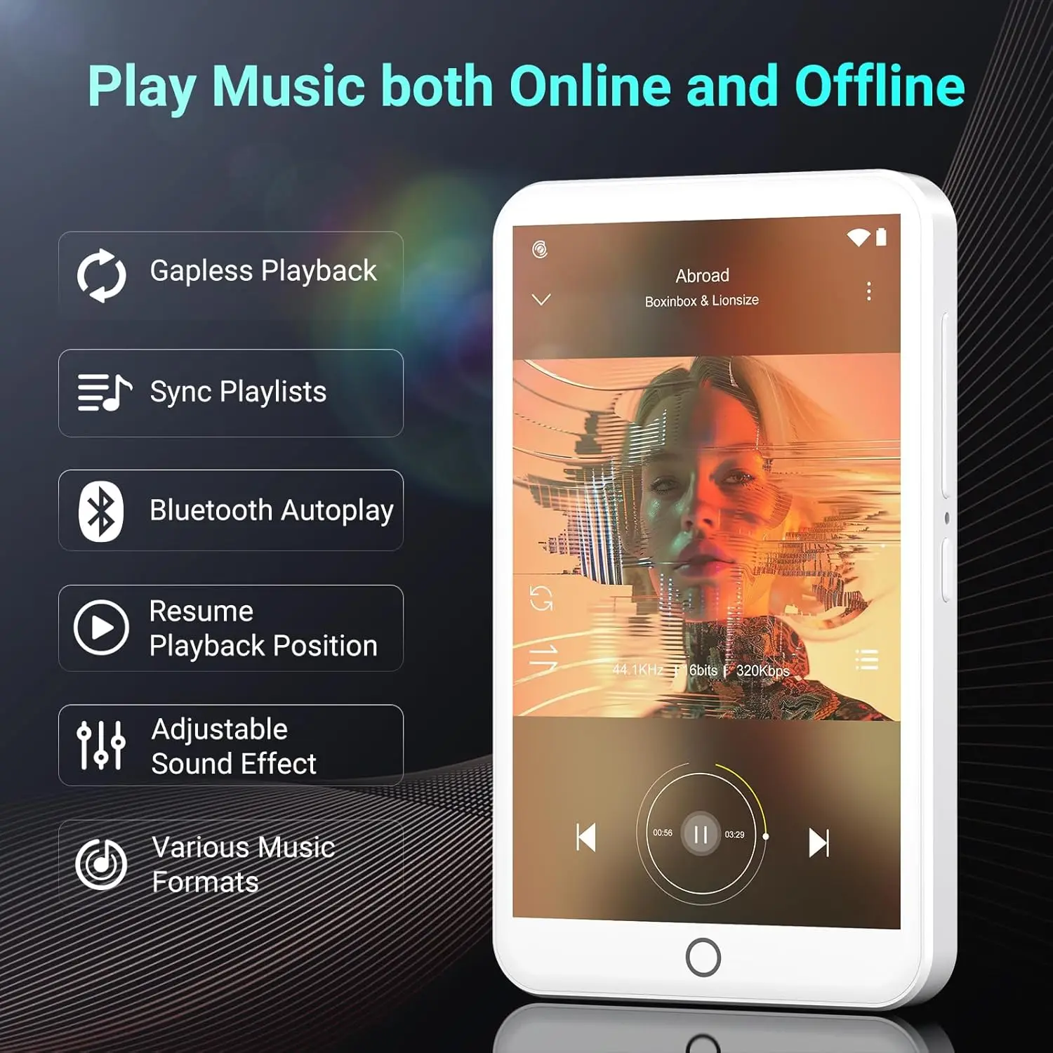 96GB(64+32GB） MP3 Player with Bluetooth and WiFi, Android 13 MP3 MP4 Players with 4" Touchscreen and Speaker, 3GB RAM & 32GB ROM