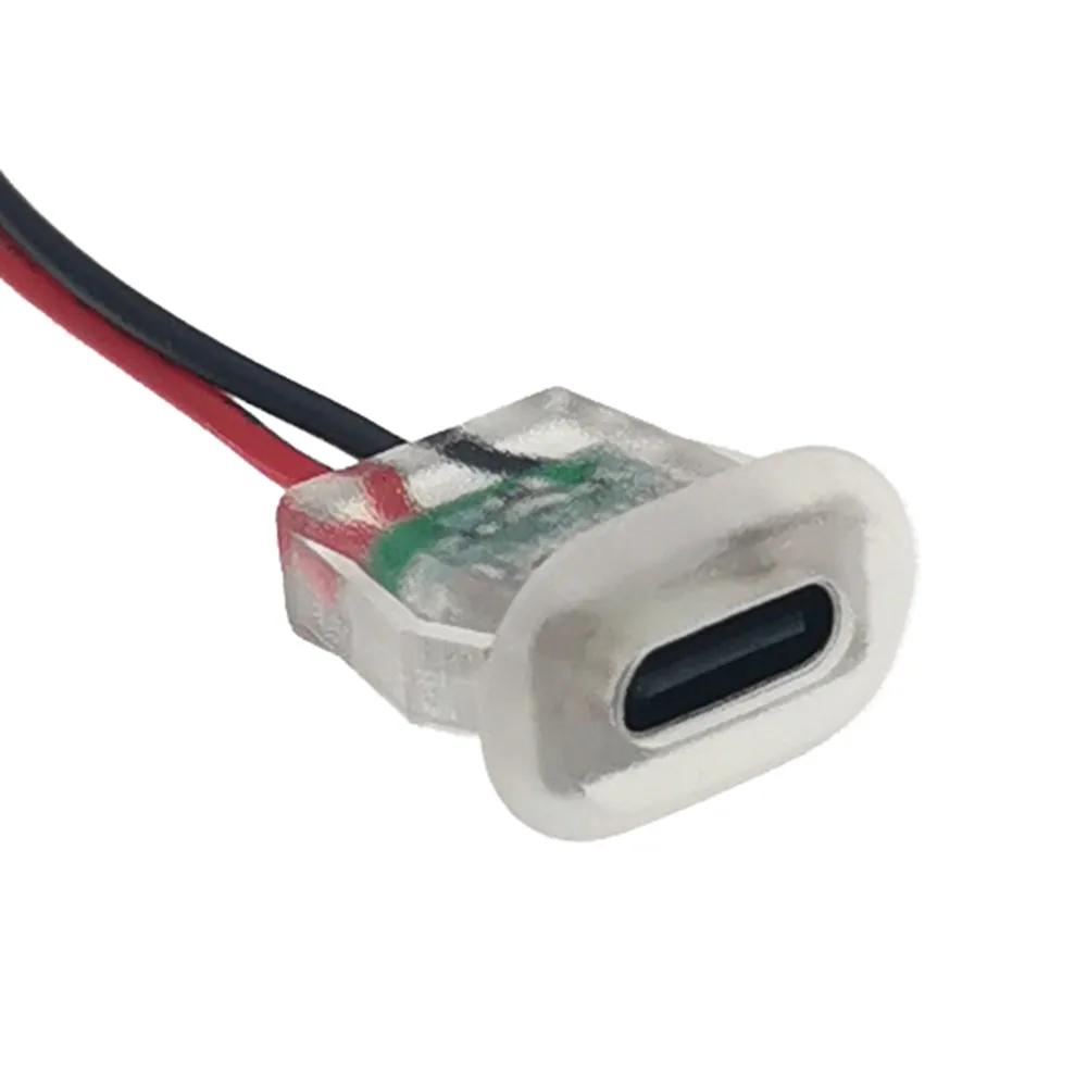1pc 2pin USB Type C 5A Input type Charging Socket With LED lights Plate Waterproof USB-C Power Port TYPE-C Female Connector Jack