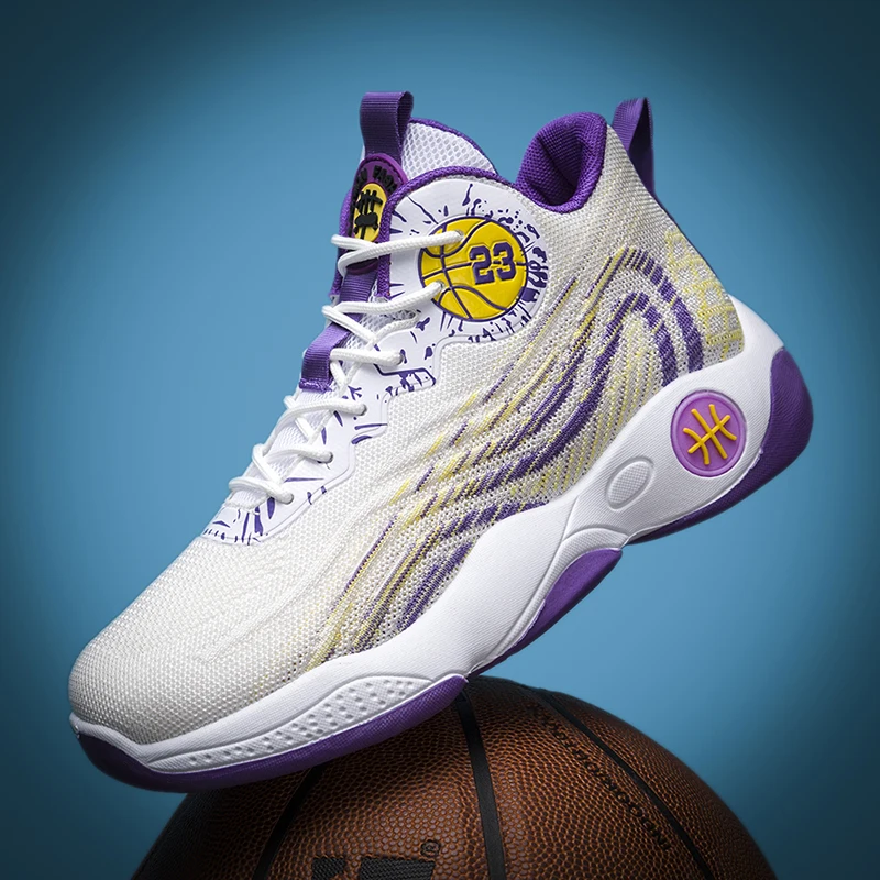 

New Mens Basketball Shoes Couple With Luminous Breathable Sneakers Teenage Anti-skid Basketball Training Boots