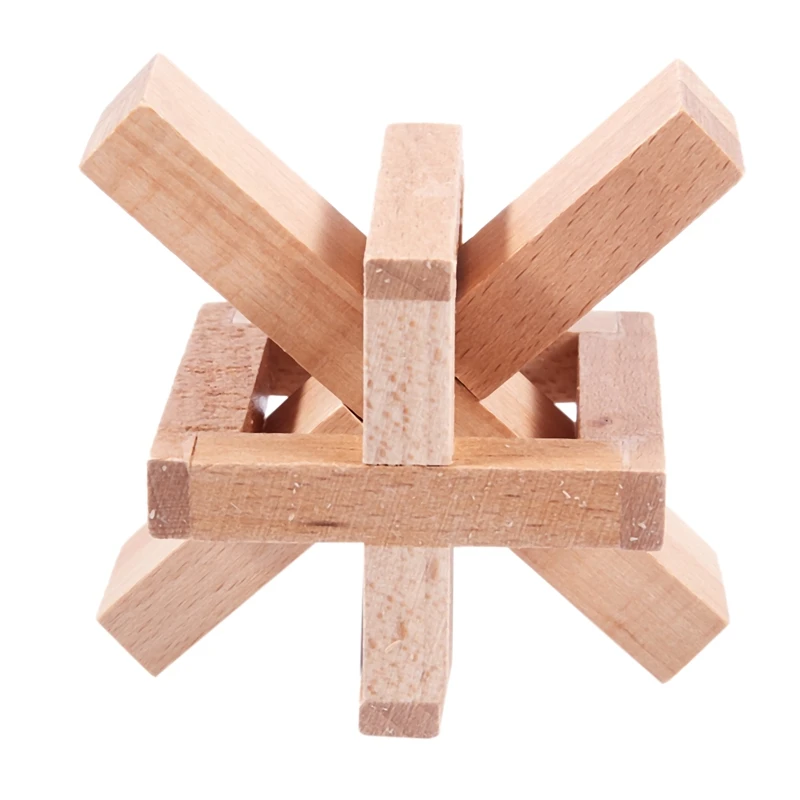 Wooden Tetrakaidecahedron Lock Logic Puzzle Burr Puzzles Brain Teaser Intel H5L5 
