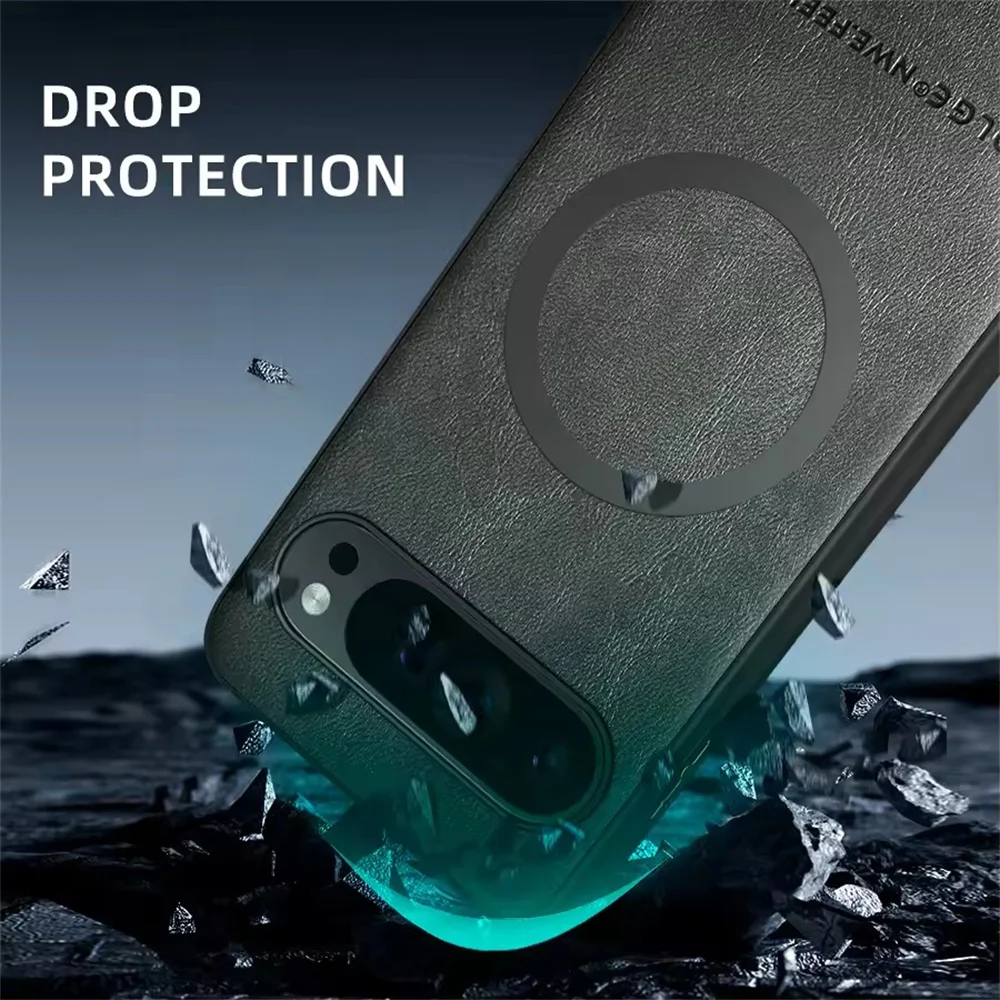 Magnetic Leather Shockproof Phone Case with Magsafe Charging Compatibility