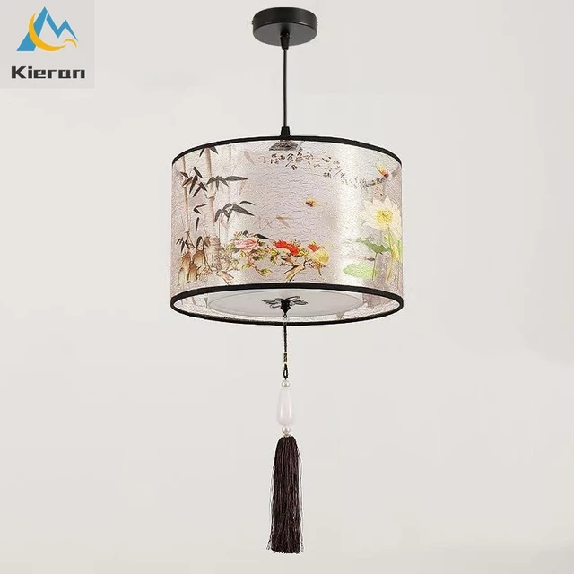 Lampadario a LED in tessuto moderno nordico, soggiorno, camera da letto, KTV, lampada a sospensione da comodino, decorazione della stanza, lampada a sospensione in stile cinese 3