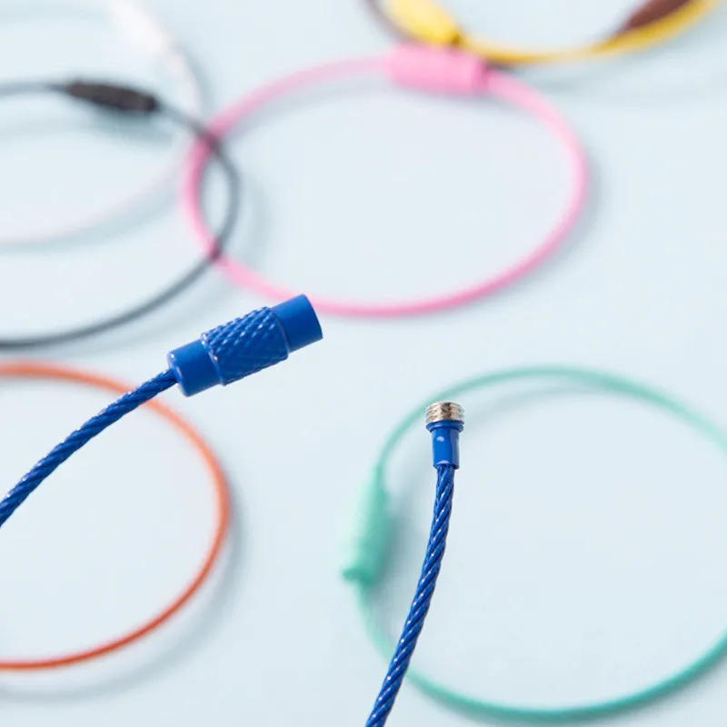 10pcs Colorful Keychain Wire Rope Key Ring for DIY