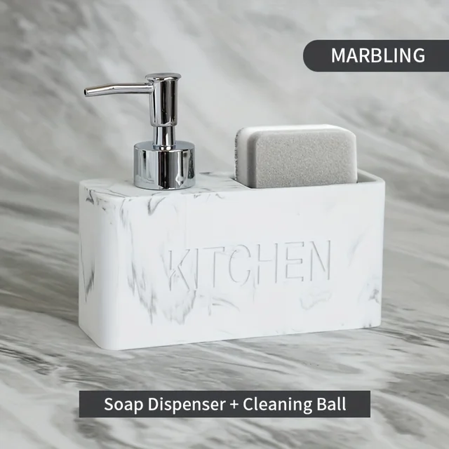 1 ชิ้นเครื่องจ่ายสบู่จานและเครื่องจ่ายสบู่มือผู้ถือฟองน้ําทําความสะอาดเคาน์เตอร์ครัวอ่างล้างจานห้องน้ําออแกไนเซอร์ 4