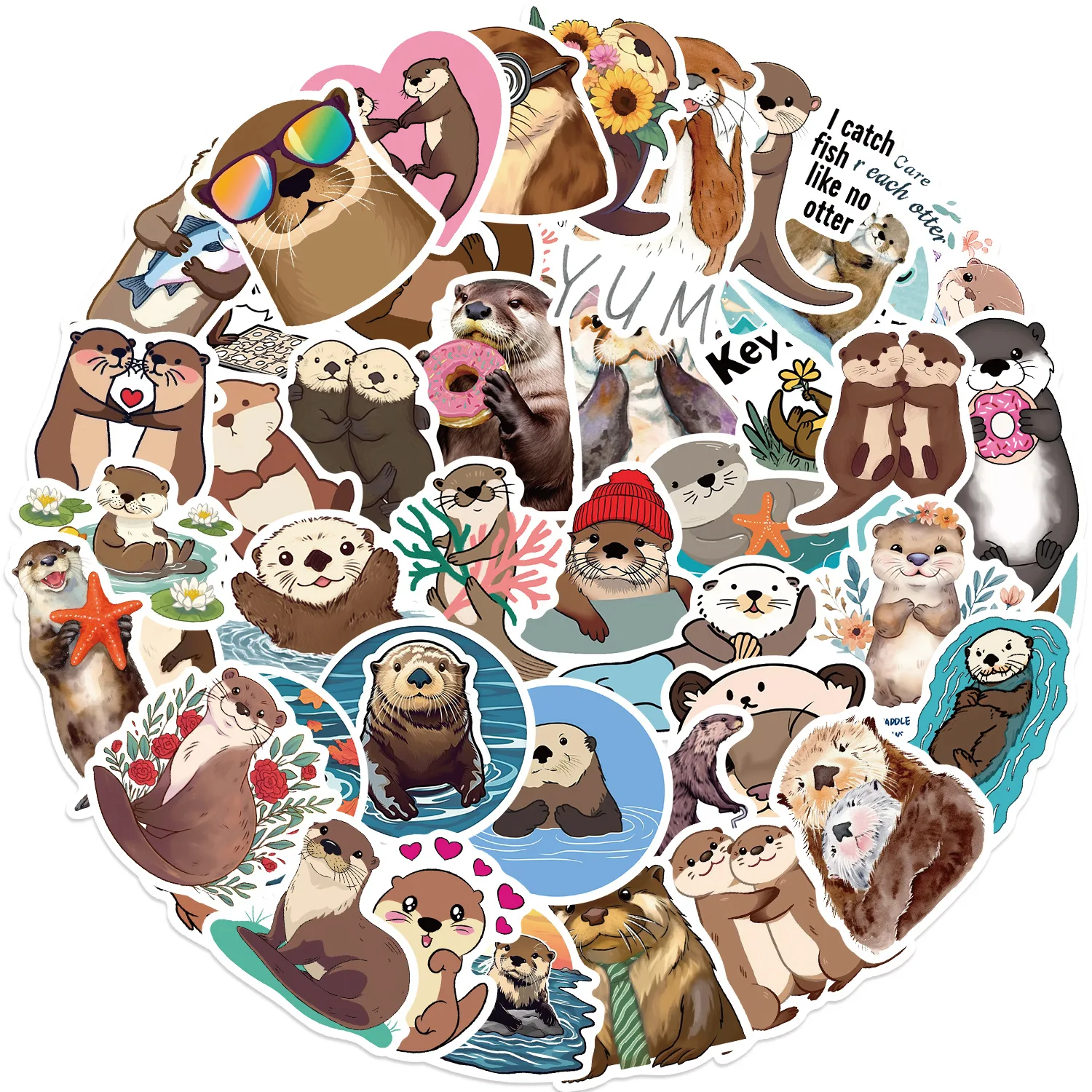 Otter Animal Cartoon Graffiti Waterproof Sticker Pack - 50pcs for DIY Projects & Kids' Fun