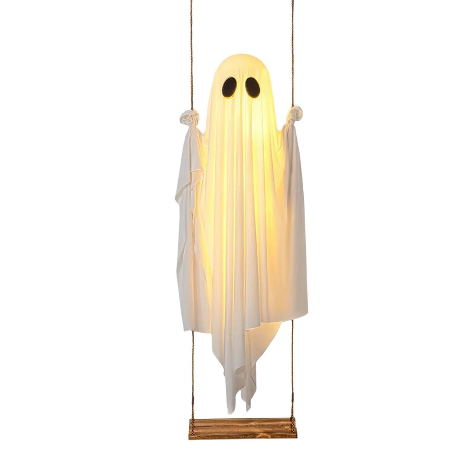 Halloween Hanging Swing Ghost Decor LED Adjustable Ghost Decorations Battery Powered Spooky Ghost Ornament for Porch Yard Trees