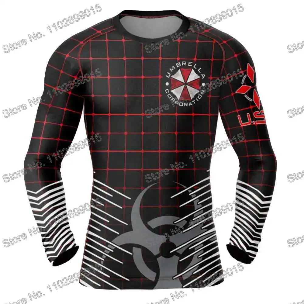 Umbrella Diving T-Shirt Tight Long Sleeve Rash Guard BJJ MMA Swimwear Men Surf Clothing Beach Floatsuit Women GYM Tops Sports