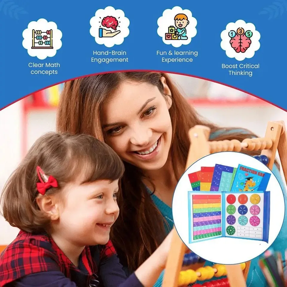 1 Pcs Mathematical Teaching Aids for Students on The Magnetic Fraction Learning Board Addition And Subtraction Operations educational toys math toys magnetic toys learning puzzle toys teaching aids toys learning board toy fraction math manipulatives