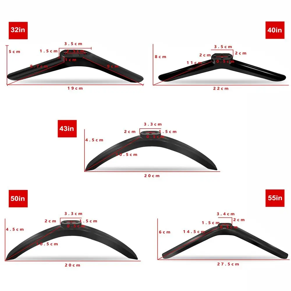 New Universal TV Base Stand Legs With Screws Black Television Tabletop Foot Pedestal Feet Bracket Living Room