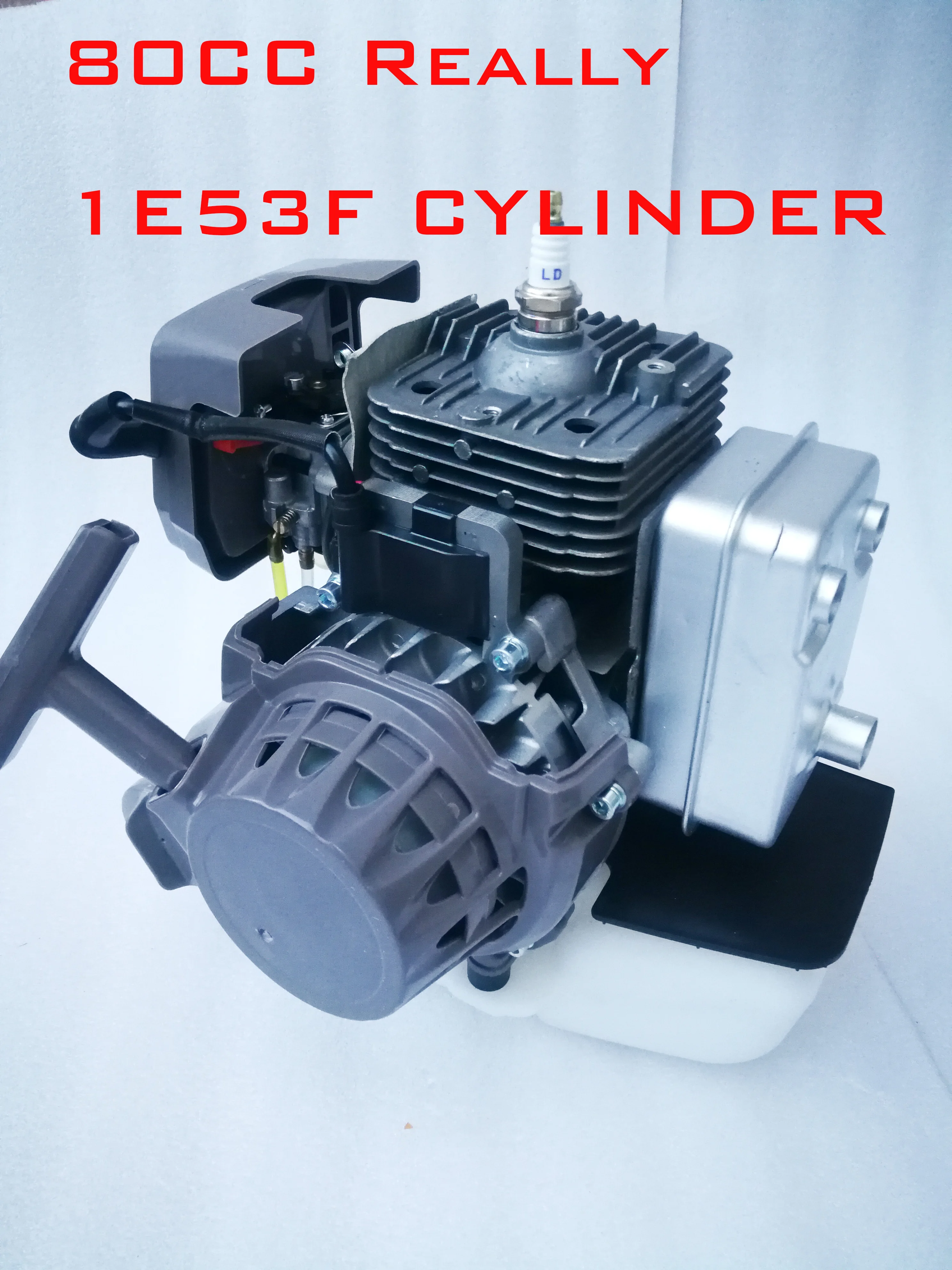 Really 80cc 1E53F 2T Gasoline Engine 2 Stroke For Earth Drill Brush Cutter Goped Scooter Outboard Motor Not 63cc Olive Shaker full set bike motor 2 stroke 80cc gasoline motorized bicycle engine kit 2700rpm 80cc 0 02gal 2 stroke 2 cylinder bicycle engine