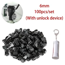 100 - Pack of 6mm Plastic Anti - Theft Locks for Retail Security Display (Black with unlock)