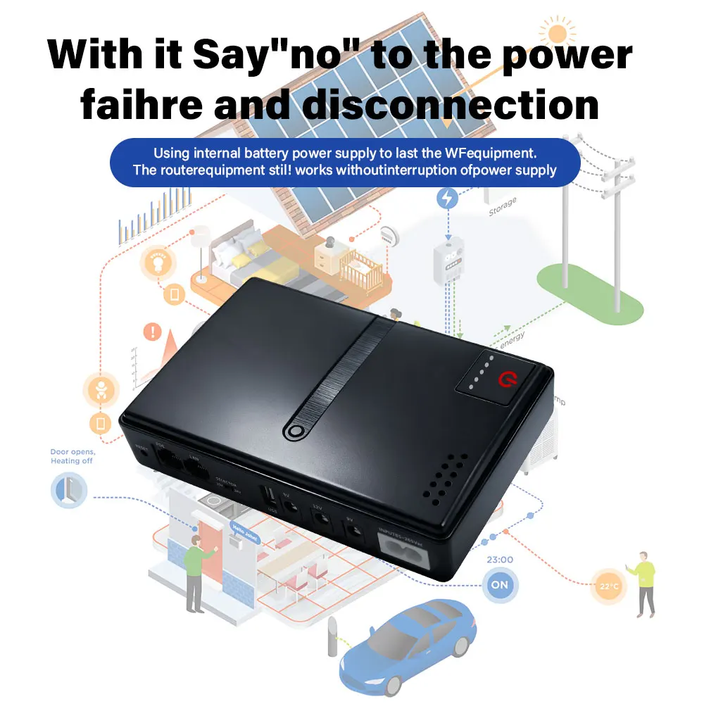 DC18W/36W DC1018L/DC1036L 1A/2A 5V/9V/12V Large Capacity Multipurpose Mini Portable UPS Backup Power Adapter for WiFi Router