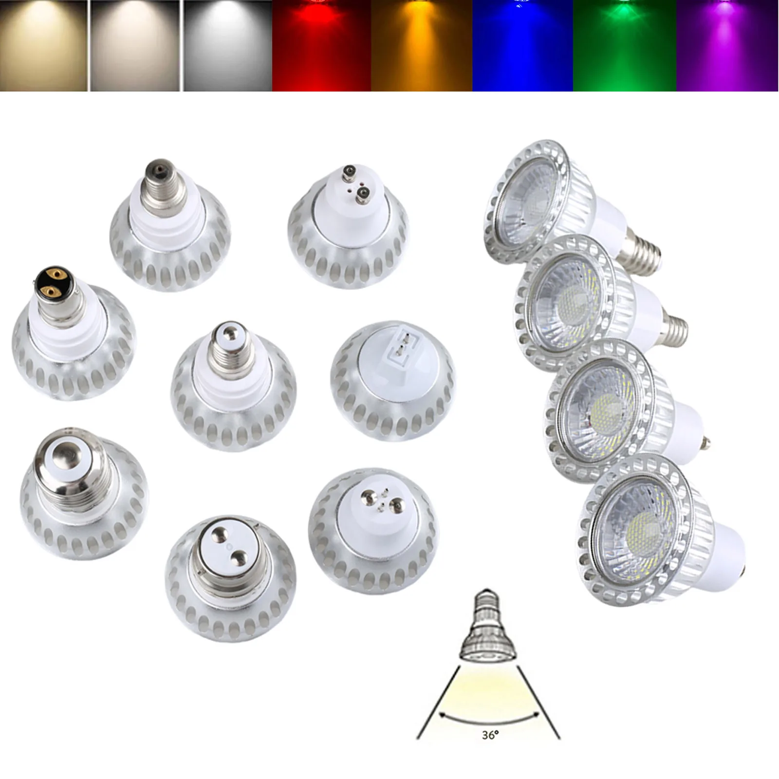 

LED Spotlight MR16 E27 E12 E14 GU10 GU5.3 COB 5W High Power Lampada White Lighting Replace 50W Halogen Lamps 85-265V