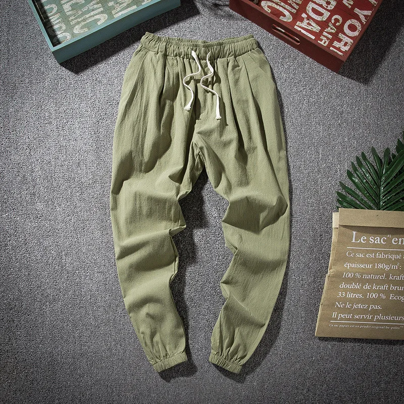 New Oversized Men Harem Pants Loose Chinese Style Cotton and Linen Sweatpants Joggers High Quality Casual Trousers Men S-5XL