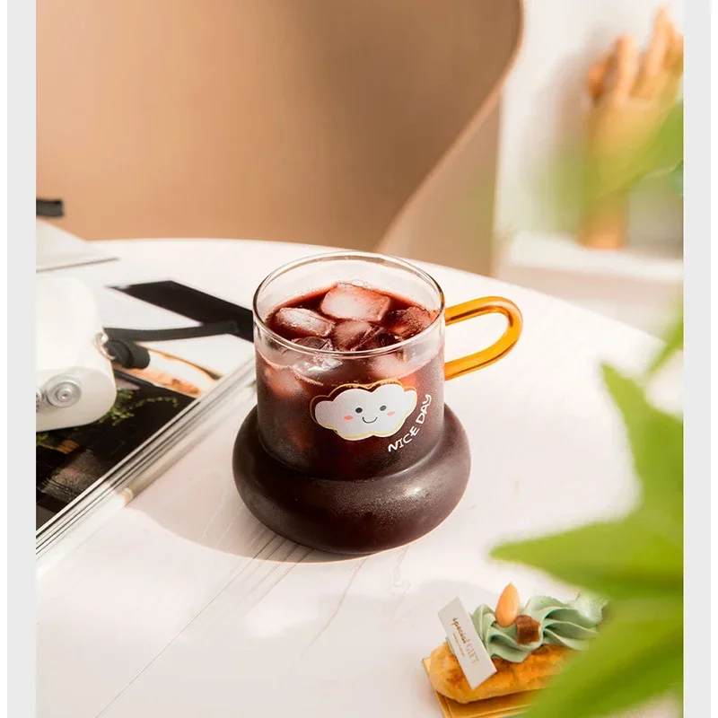 Large-capacity Cute Circle Glass Heat-resistant Glass Water Cup Home Restaurant Bar Juice Coffee Milk Cup