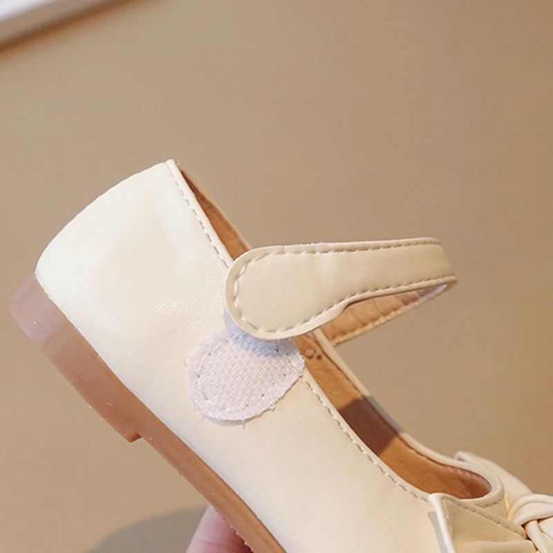 Spring Autumn Girls Leather Shoes with Bow-knot Princess Sweet Single Shoe Cute Soft Comfortable Child Flats Kids Shoes 5