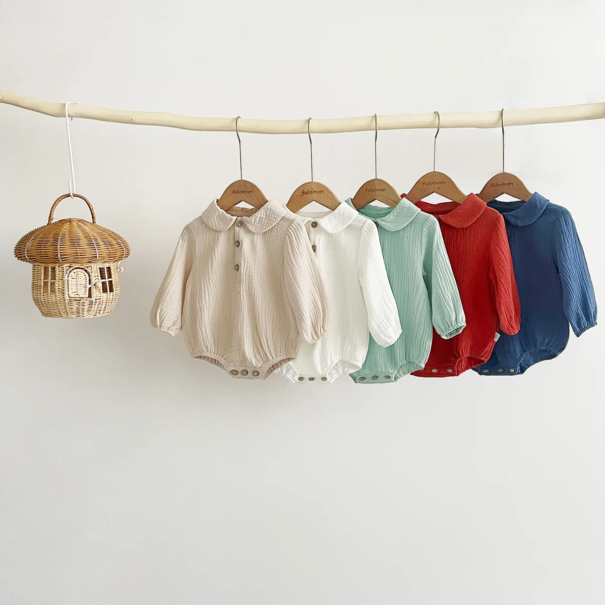 Baby Solid Color Romper Infant Boys Girls Baby Lapel Bodysuit Cotton Soft Jumpsuit 0-24 Months 6