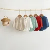 Baby Solid Color Romper Infant Boys Girls Baby Lapel Bodysuit Cotton Soft Jumpsuit 0-24 Months 6
